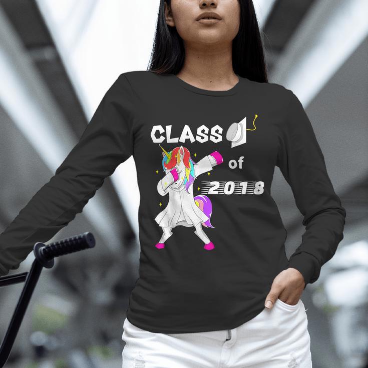 Class Of 2018 Graduation Him Her Unicorn Dabbing Shirt Unisex Long Sleeve T-Shirt