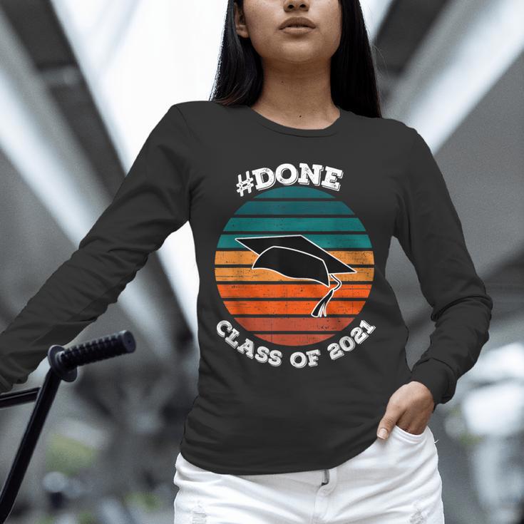 Class Of 2021 Done Senior Graduation Retro Sunset Unisex Long Sleeve T-Shirt