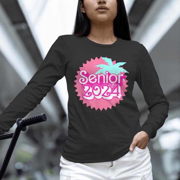 Class Of 2024 Senior Pink Retro Classic Girl Grad Graduation Unisex Long Sleeve T-Shirt