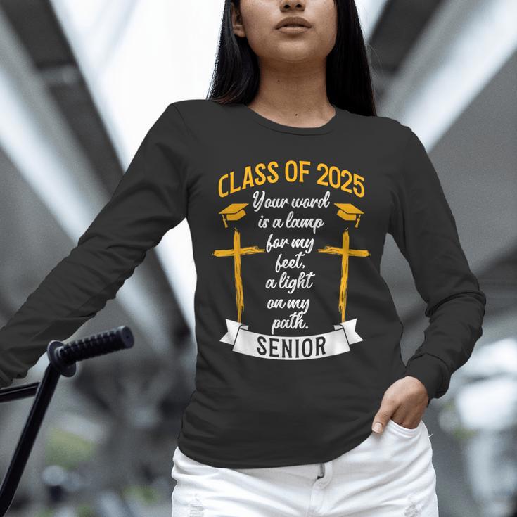 Class Of 2025 Senior Graduation Cross Quote Faith In God Unisex Long Sleeve T-Shirt