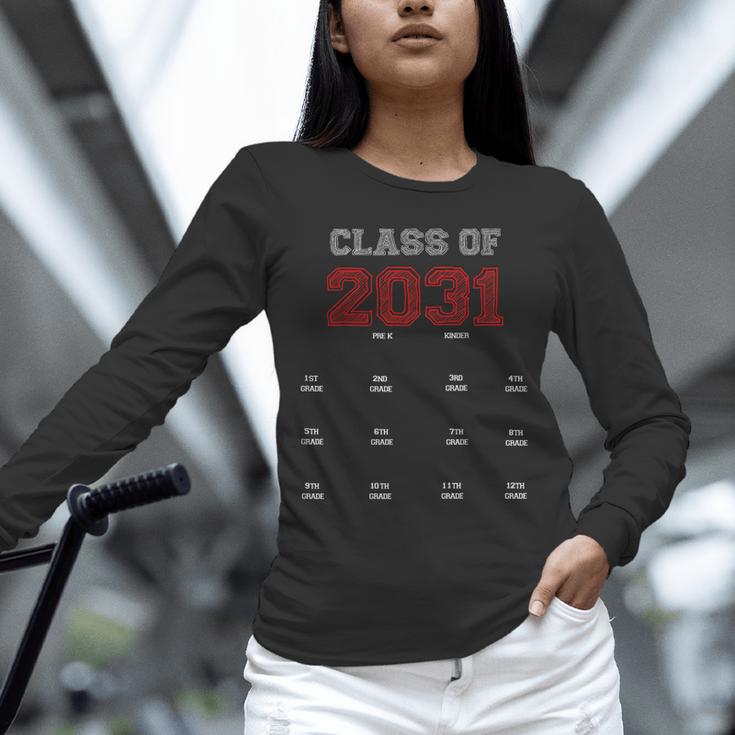 Class Of 2031 Graduation T-Shirt With Space For Hand Prints Unisex Long Sleeve T-Shirt