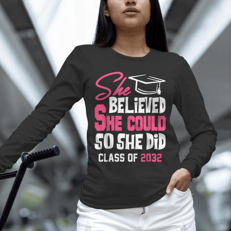 Class Of 2032 She Believed She Could Kids Graduation T-Shirt Unisex Long Sleeve T-Shirt