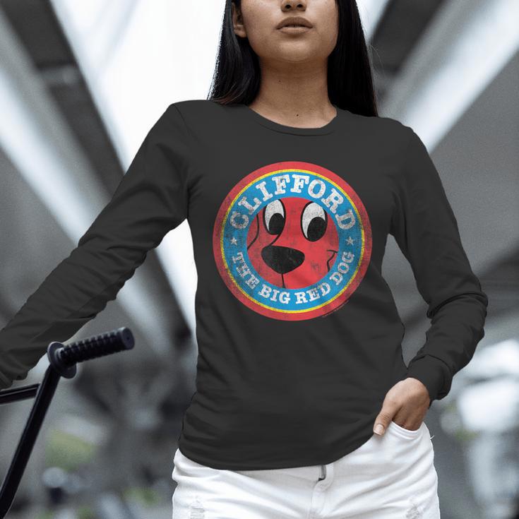 Clifford The Big Red Dog Round Distressed Logo Kids Books Unisex Long Sleeve T-Shirt