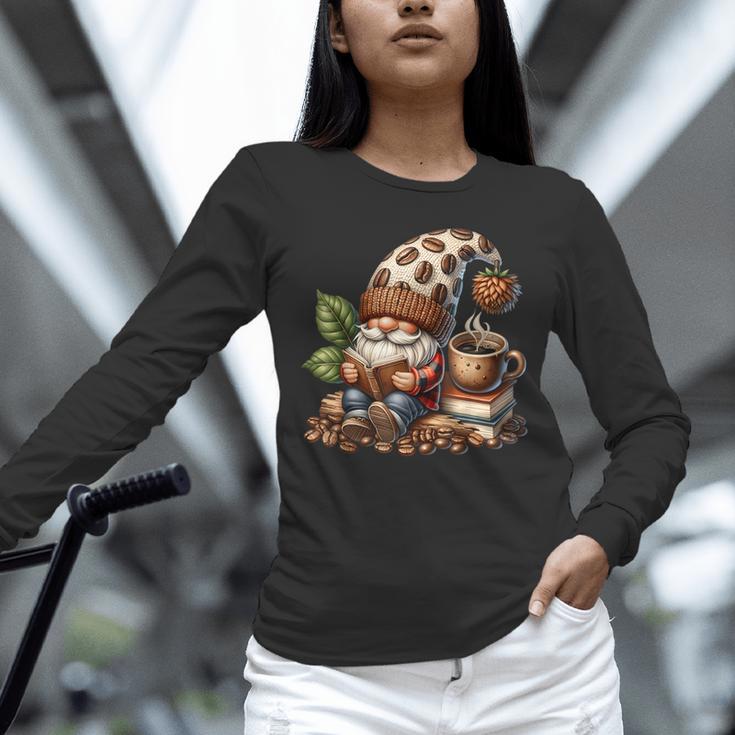 Coffee And Book Reading Accessories For Book Lovers Gnome Unisex Long Sleeve T-Shirt