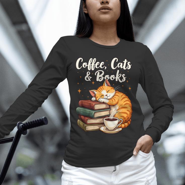 Coffee Cats & Books Lover For Women & Girls Coffee Unisex Long Sleeve T-Shirt