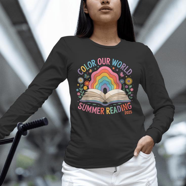 Color Our World Summer Reading 2025 Rainbow Art Book Unisex Long Sleeve T-Shirt