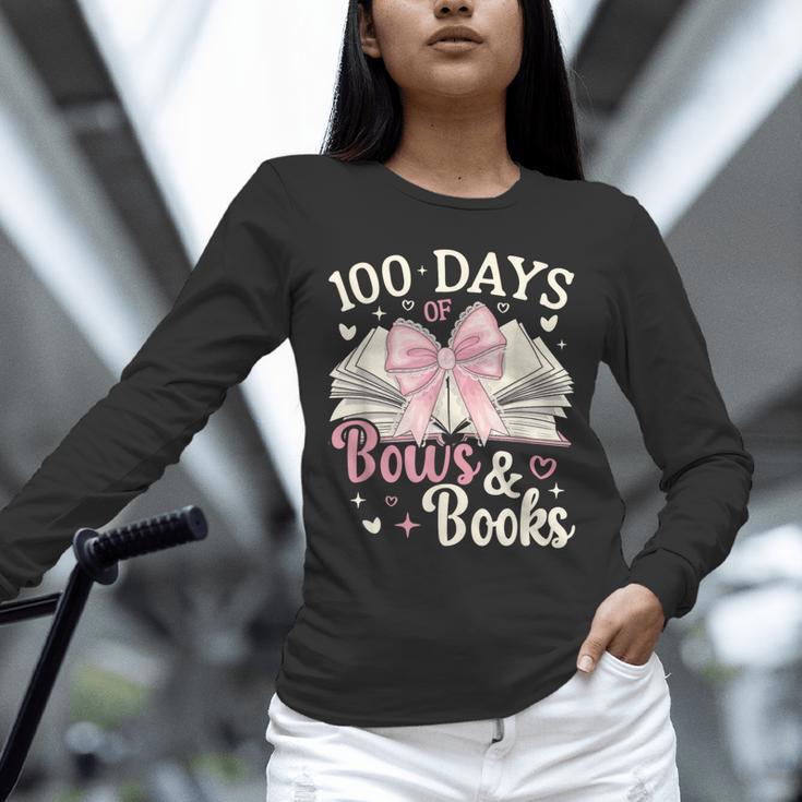 Coquette 100 Days Of Bows Books Reading 100th Day Of School Unisex Long Sleeve T-Shirt
