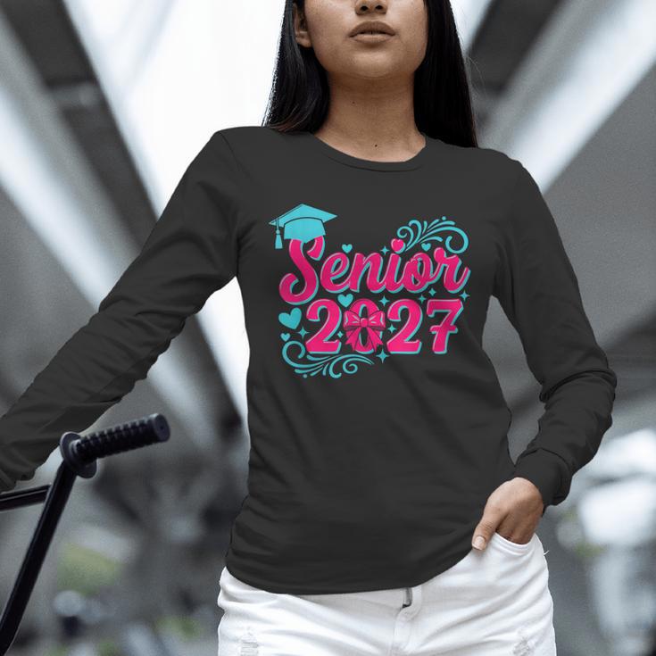 Coquette Pink Bow Senior 2027 Class Of Graduation Unisex Long Sleeve T-Shirt
