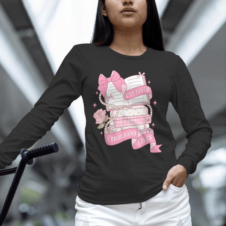 Coquette Reading Book Lover Pink Bow Bookish Mom & Daughter Unisex Long Sleeve T-Shirt