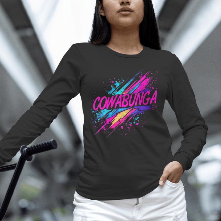 Cowabunga Retro 80s 90s Nostalgia Slang Neon Grunge Art Unisex Long Sleeve T-Shirt