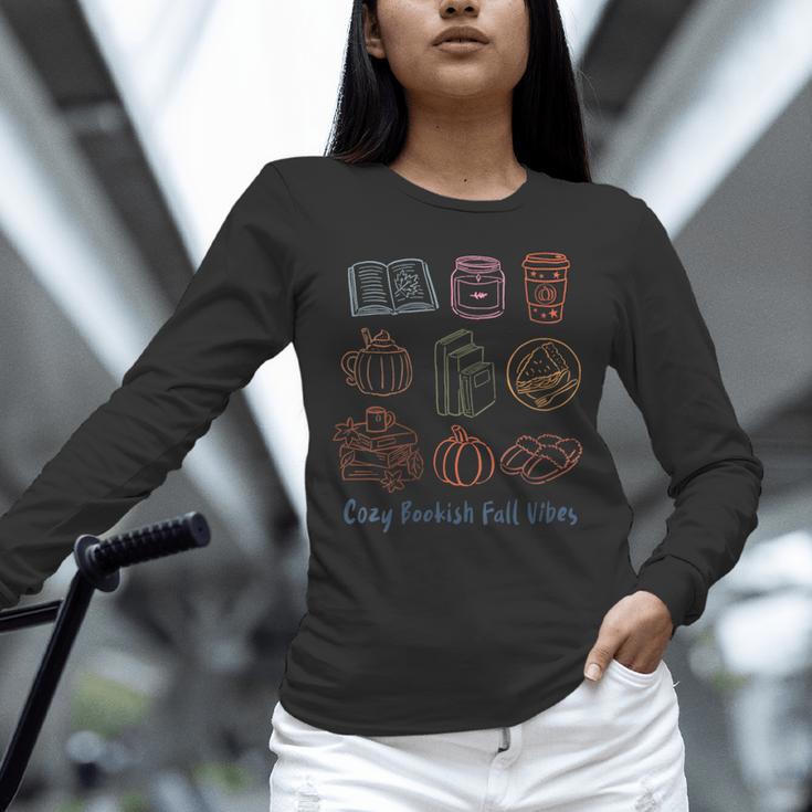 Cozy Bookish Fall Vibes Pumpkin Latte Books Autumn Reading Unisex Long Sleeve T-Shirt