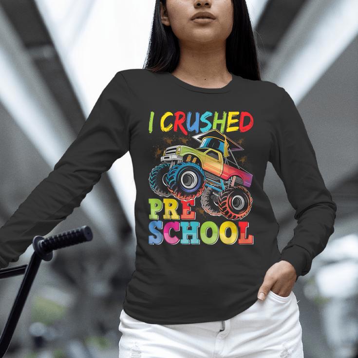 I Crushed Pre-K Monster Truck Graduation Preschool Grad 2025 Unisex Long Sleeve T-Shirt