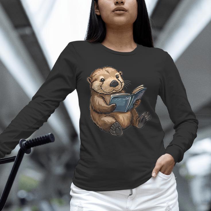 Cute Book Sea Otter Unisex Long Sleeve T-Shirt