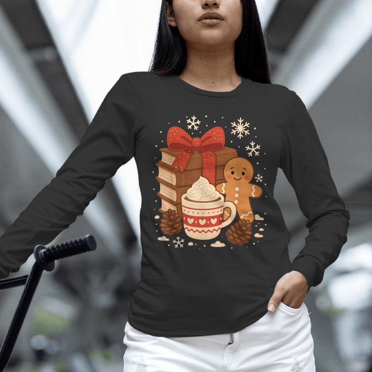Cute Christmas Books Gingerbread Xmas Book Lover Teacher Unisex Long Sleeve T-Shirt