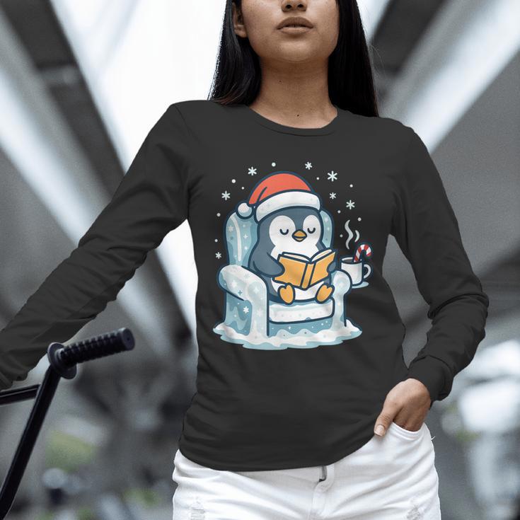 Cute Christmas Penguin Reading Book Cozy Winter Holiday Art Unisex Long Sleeve T-Shirt Cute Christmas Penguin Reading Book Cozy Winter Holiday Art Unisex Long Sleeve T-Shirt