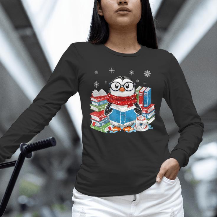 Cute Christmas A Penguin Reading Book Snowflake Hot Teacher Unisex Long Sleeve T-Shirt