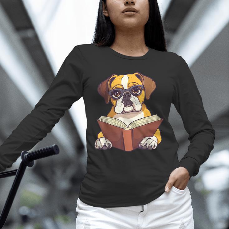 Cute Dog Boxer Reading Book Unisex Long Sleeve T-Shirt Cute Dog Boxer Reading Book Unisex Long Sleeve T-Shirt