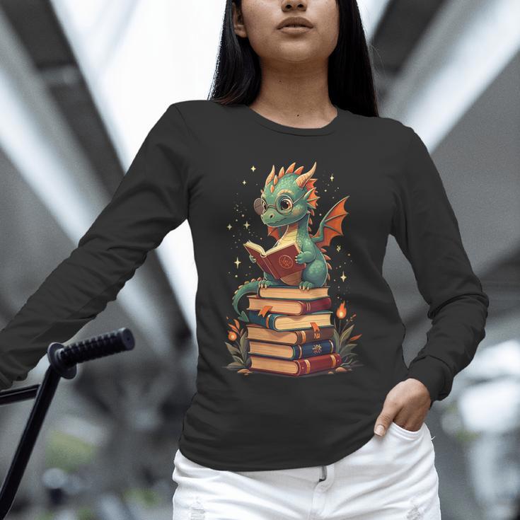 Cute Dragon Reading Book Bookworm Dragons And Books Unisex Long Sleeve T-Shirt Cute Dragon Reading Book Bookworm Dragons And Books Unisex Long Sleeve T-Shirt