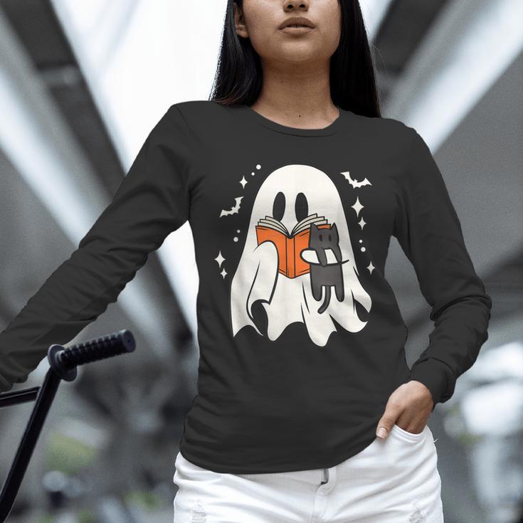 Cute Ghost Reading Book Spooky Season Halloween Costume Kids Unisex Long Sleeve T-Shirt Cute Ghost Reading Book Spooky Season Halloween Costume Kids Unisex Long Sleeve T-Shirt