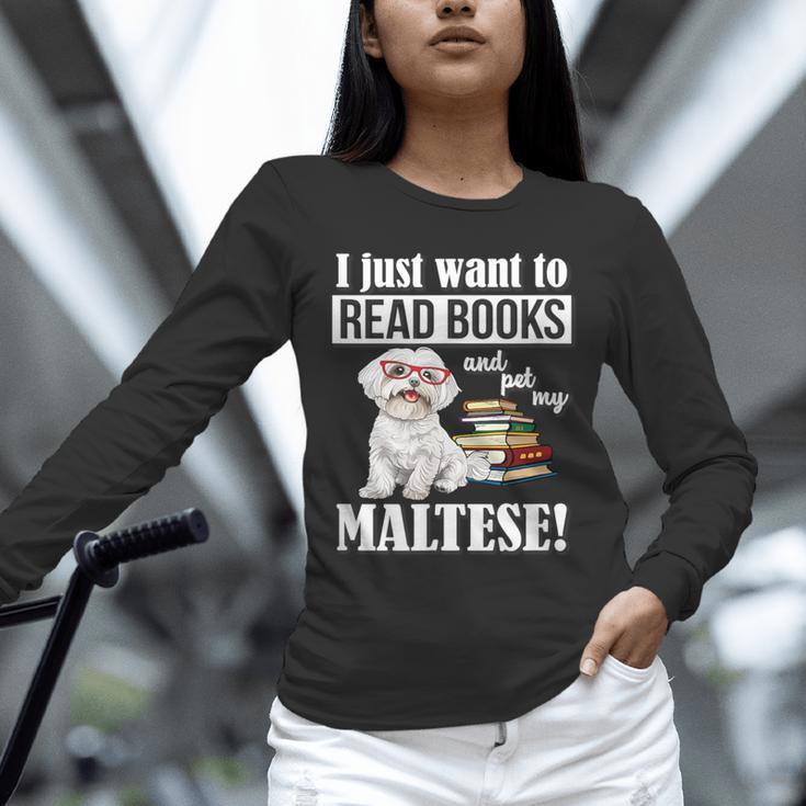 Cute Glasses Read Books & Pet My Maltese Lover Unisex Long Sleeve T-Shirt