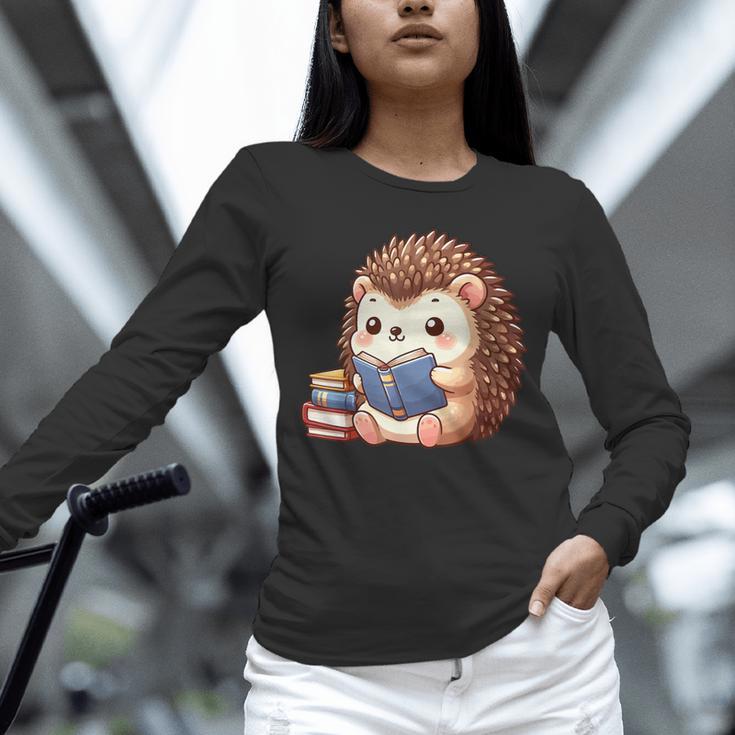 Cute Hedgehog Book Lover Readers Animal Reading Unisex Long Sleeve T-Shirt