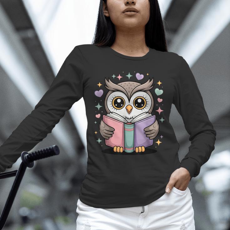 Cute Reading Owl Book Lover Teacher Librarian Bookworm Unisex Long Sleeve T-Shirt