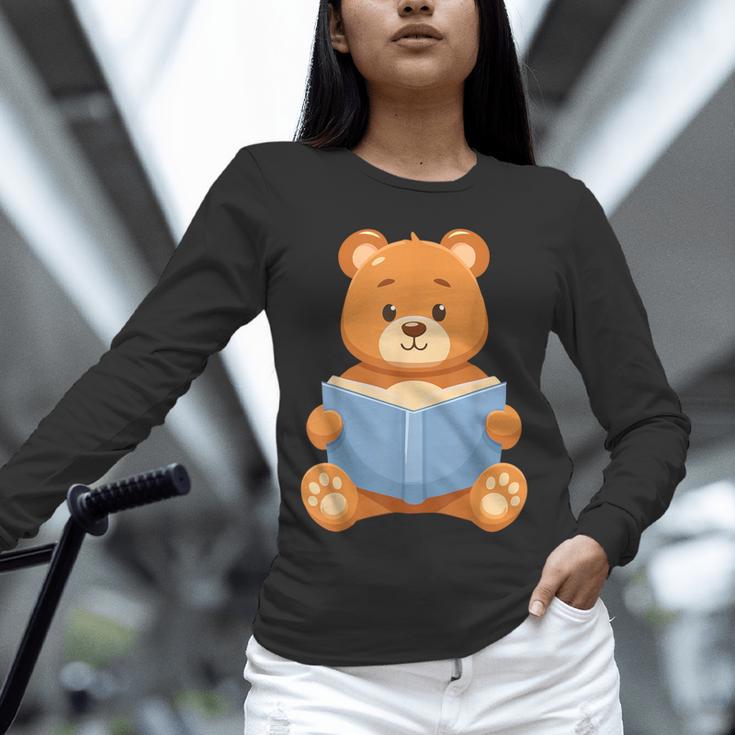Cute Teddy Bear Reading Book Adorable For Readers Unisex Long Sleeve T-Shirt