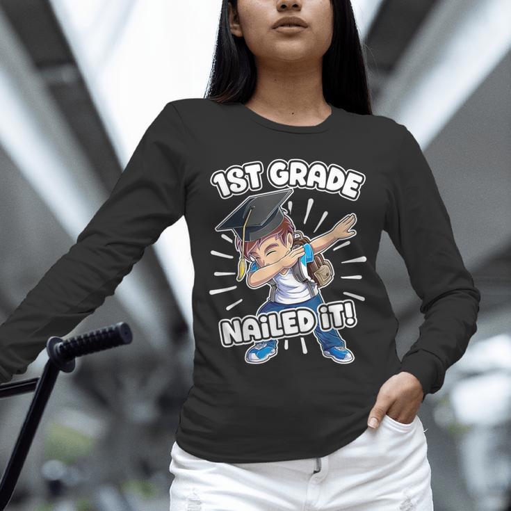 Dabbing Graduation Boy 1st Grade Class Of 2021 Nailed It Unisex Long Sleeve T-Shirt