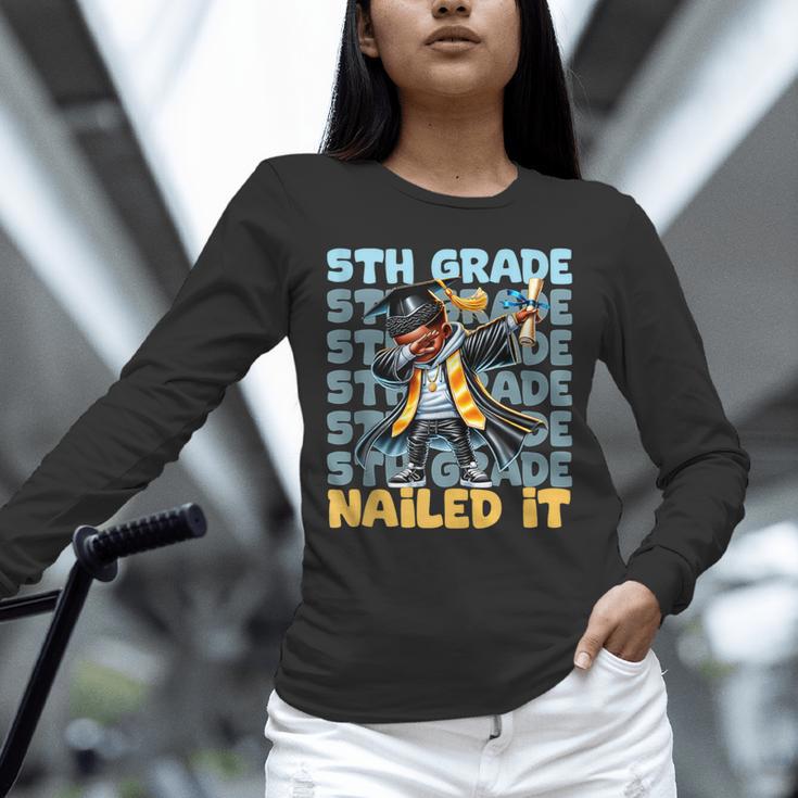 Dabbing Graduation Boy 5th Grade Nailed It Class Of 2025 Unisex Long Sleeve T-Shirt
