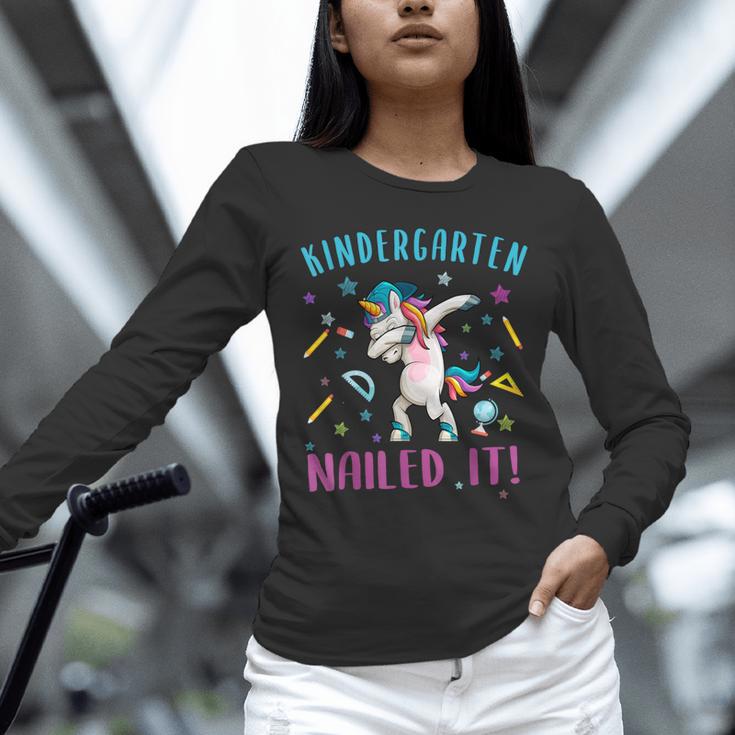 Dabbing Kindergarten Unicorn Graduation Class 2021 Nailed It Unisex Long Sleeve T-Shirt