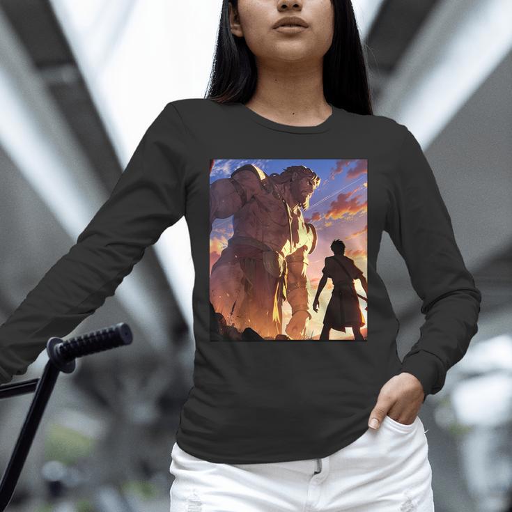 David And Goliath Bible Book Of Samuel Famous Bible Story Unisex Long Sleeve T-Shirt