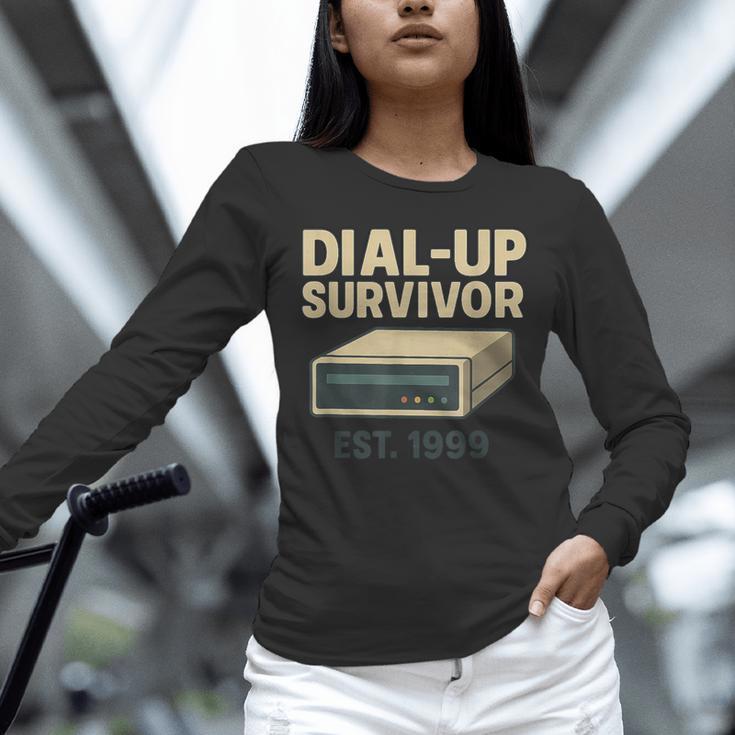 Dial Up Survivor Retro 90s Internet Nostalgia Unisex Long Sleeve T-Shirt