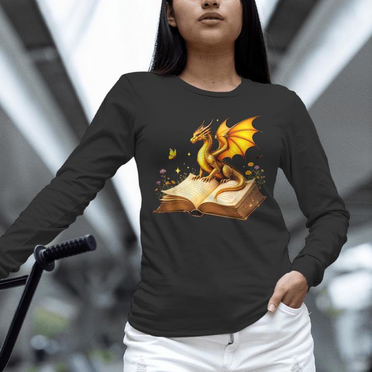 Dragon Fantasy Book Lover Bookish Reader Bookworm Wildflower Unisex Long Sleeve T-Shirt