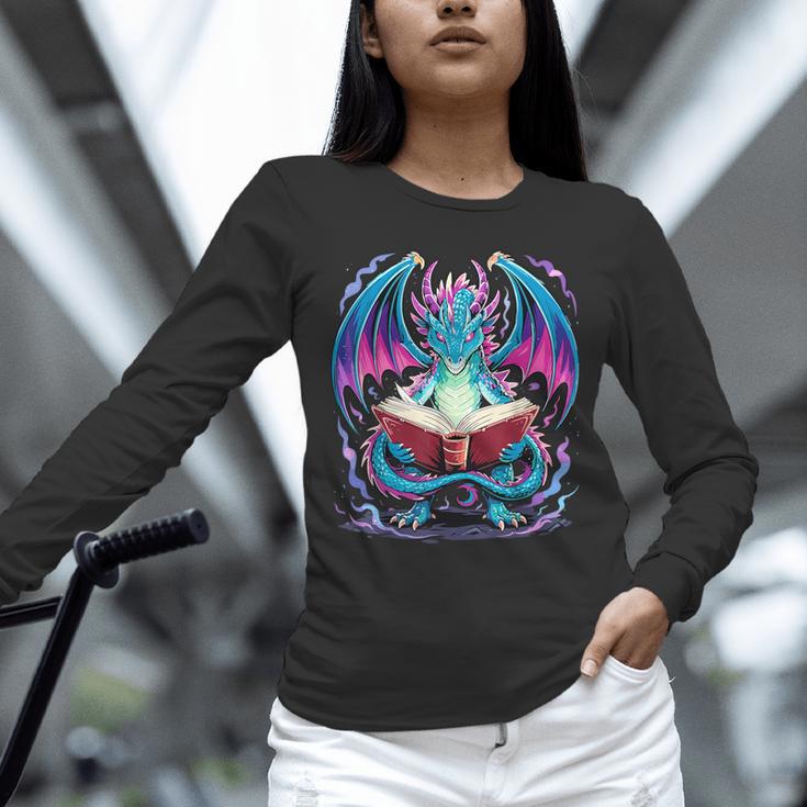 Dragon Reading Book Lover Unisex Long Sleeve T-Shirt