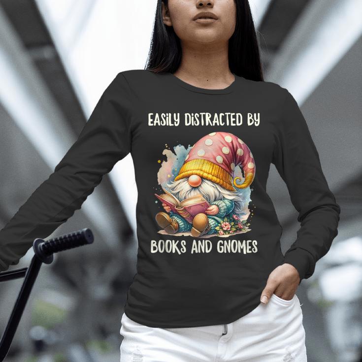 Easily Distracted By Books And Gnomes Book Reading Gnome Unisex Long Sleeve T-Shirt Easily Distracted By Books And Gnomes Book Reading Gnome Unisex Long Sleeve T-Shirt