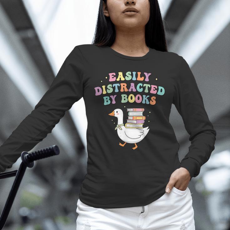 Easily Distracted By Books Silly-Goose Bookish Library Read Unisex Long Sleeve T-Shirt