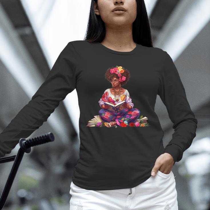 Educated Melanin Queen Afro Women Reading Book History Unisex Long Sleeve T-Shirt