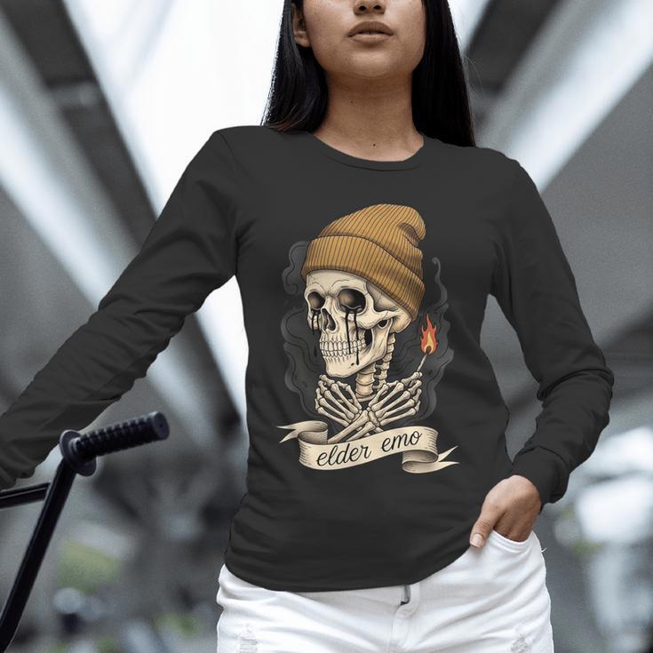 Elder Emo Skeleton Beanie Nostalgia Scene Aesthetic Unisex Long Sleeve T-Shirt Elder Emo Skeleton Beanie Nostalgia Scene Aesthetic Unisex Long Sleeve T-Shirt