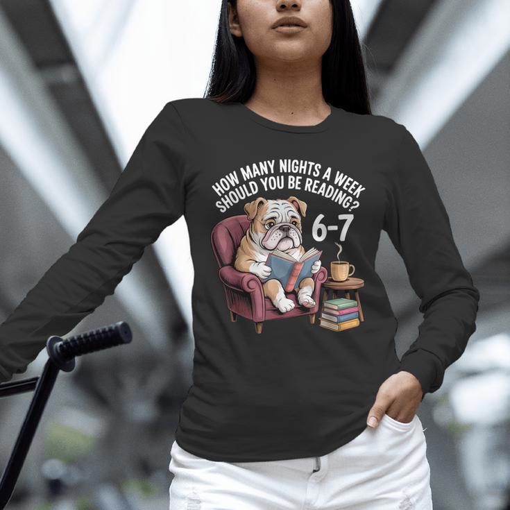 English Bulldog Dog Reading Book 67 Six Seven Meme Unisex Long Sleeve T-Shirt English Bulldog Dog Reading Book 67 Six Seven Meme Unisex Long Sleeve T-Shirt