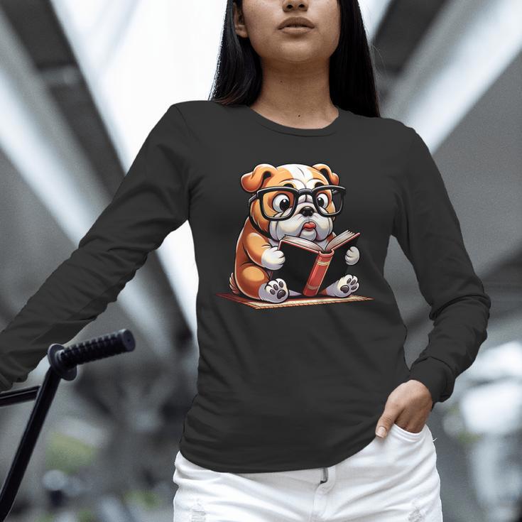English Bulldog Reading a Book Dog For Men Women Girls Kids Unisex Long Sleeve T-Shirt English Bulldog Reading a Book Dog For Men Women Girls Kids Unisex Long Sleeve T-Shirt