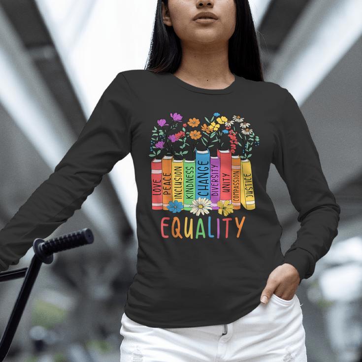 Equality Book LGBTQ Wildflowers Equal Rights Gay Kindness Unisex Long Sleeve T-Shirt