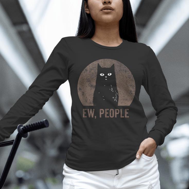 Ew People Introvert Cat Meow Cat Lover Men Women Kids Unisex Long Sleeve T-Shirt