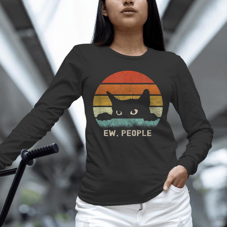 Ew People Retro Cat Cat Lover Introvert Unisex Long Sleeve T-Shirt