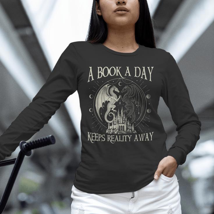 Fantasy Book Club Dragon Reader Book A Day Keep Reality Away Unisex Long Sleeve T-Shirt Fantasy Book Club Dragon Reader Book A Day Keep Reality Away Unisex Long Sleeve T-Shirt