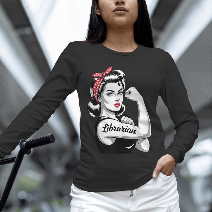 Female Librarian Rosie Riveter Book Guardian Woman Unisex Long Sleeve T-Shirt Female Librarian Rosie Riveter Book Guardian Woman Unisex Long Sleeve T-Shirt