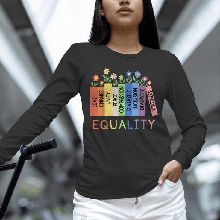 Floral Book Equality Human Rights Social Justice Peace Love Unisex Long Sleeve T-Shirt