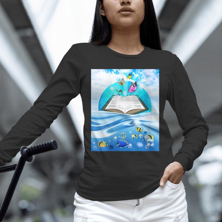 Frutiger Aero Aesthetic Tech Book Butterfly Unisex Long Sleeve T-Shirt