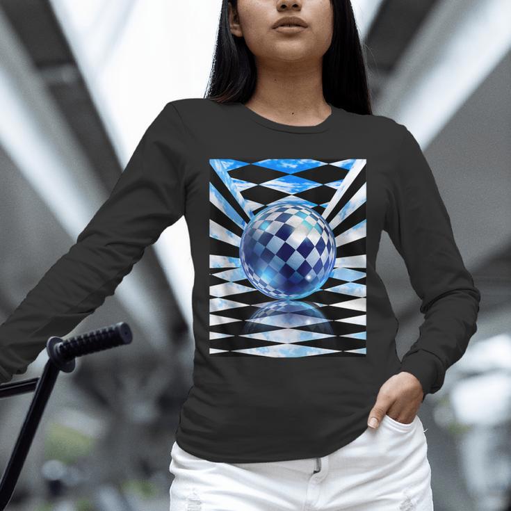 Frutiger Aero Aesthetic Tech Checkered Room Orb Sky Unisex Long Sleeve T-Shirt Frutiger Aero Aesthetic Tech Checkered Room Orb Sky Unisex Long Sleeve T-Shirt