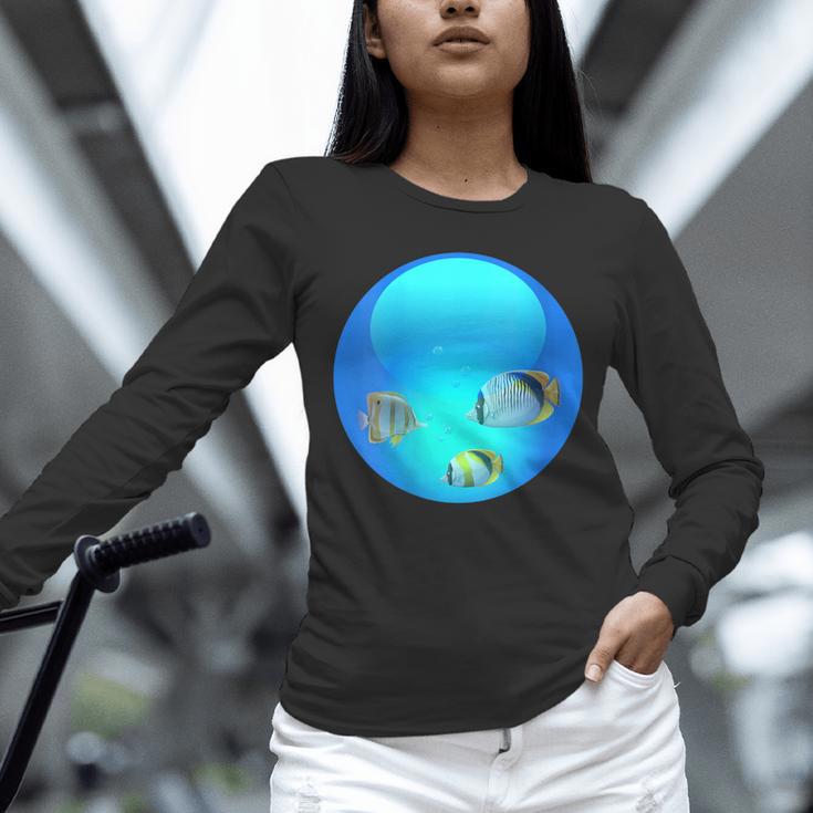 Frutiger Aero Aesthetic Tech Orb Fishes Unisex Long Sleeve T-Shirt