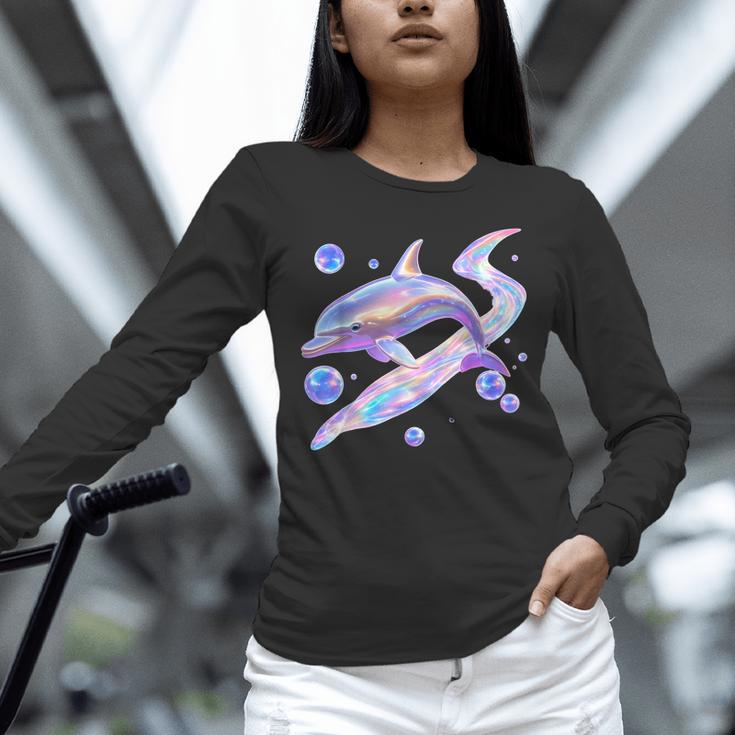 Frutiger Aero Y2K Chrome Dolphin Unisex Long Sleeve T-Shirt Frutiger Aero Y2K Chrome Dolphin Unisex Long Sleeve T-Shirt